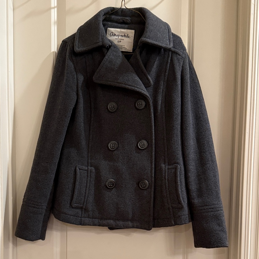 Aeropostale Charcoal Double-Breasted Peacoat
